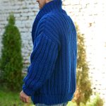 Casual Blauw Gebreide Cardigan Met Knopen Voor Heren - Afbeelding 7