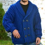 Casual Blauw Gebreide Cardigan Met Knopen Voor Heren - Afbeelding 5