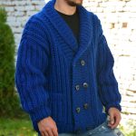 Casual Blauw Gebreide Cardigan Met Knopen Voor Heren - Afbeelding 6
