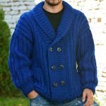 Casual Blauw Gebreide Cardigan Met Knopen Voor Heren - Afbeelding 3