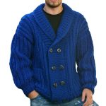 Casual Blauw Gebreide Cardigan Met Knopen Voor Heren - Afbeelding 2