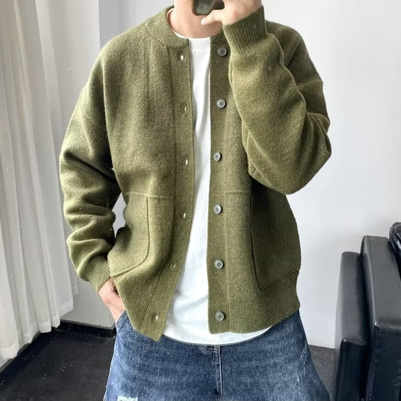 37_102f3209-3519-4266-b096-236e134d3395.png Enkelrijige Gebreide Cardigan Voor Heren - Afbeelding 1