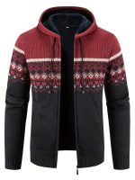 Gebreide Capuchon Cardigan met Rits voor Heren