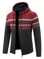 Gebreide Capuchon Cardigan met Rits voor Heren - Afbeelding 3