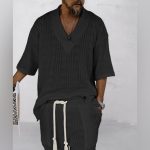 Gebreid Overhemd en Korte Broek Set voor Heren - Afbeelding 7