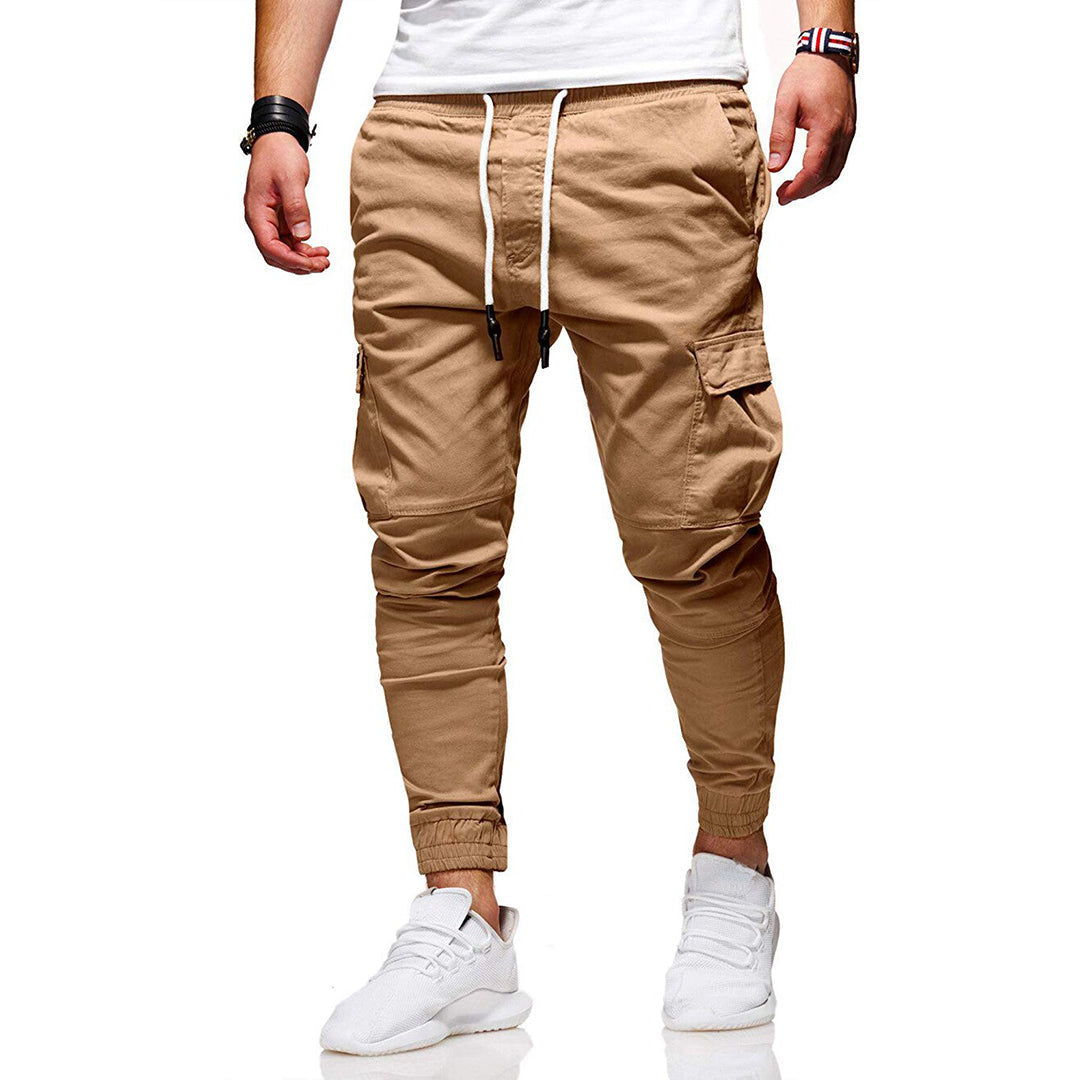 Khaki_9afabc14-1662-4f4a-98ab-db409607b2b2.jpg Cargo Jogger Broek met Zakken voor Heren - Afbeelding 1