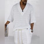 Gebreid Overhemd en Korte Broek Set voor Heren - Afbeelding 3