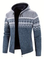 Gebreide Capuchon Cardigan met Rits voor Heren - Afbeelding 2