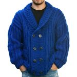 Casual Blauw Gebreide Cardigan Met Knopen Voor Heren